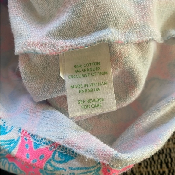 Lilly Pulitzer Pink Blue Seashell Print One Shoulder Ruffle Shorts Terry Romper - Picture 11 of 13